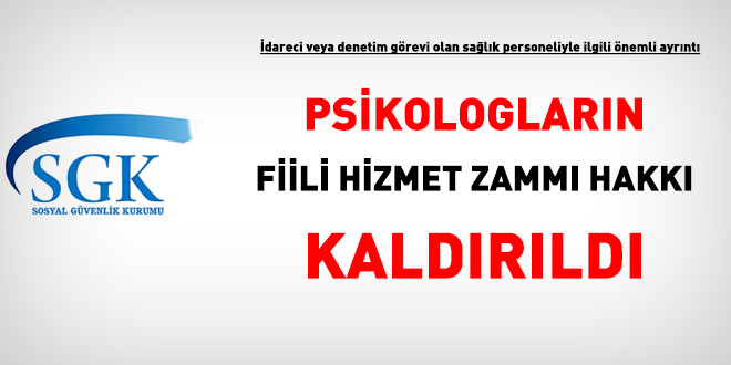 Psikologların fiili hizmet zammı hakkı kaldırıldı