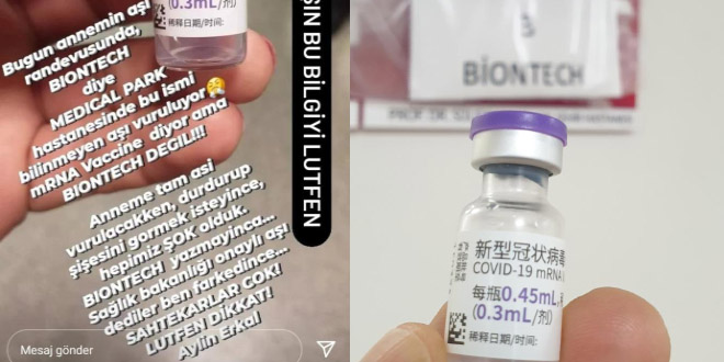 Sosyal medyada paylaşılan aşılar 'Biontech' firmasına ait