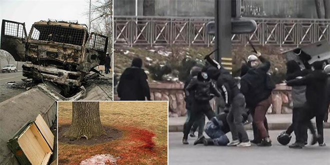 Kazakistan'da protestolar vahşete dönüştü! Göstericiler 3 polisin kafasını kesti kabus büyüyor