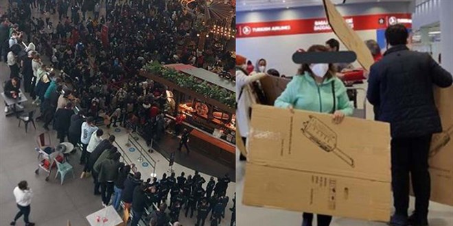 Havalimanı'nda kartonlar için yetkili isim konuştu: Yerde yatanlardan mutlu değiliz