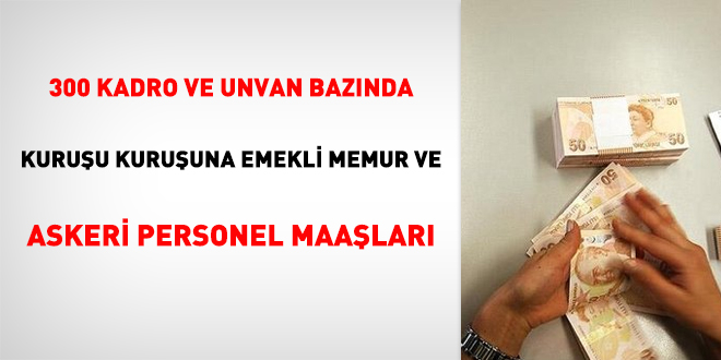 300 kadro ve unvan bazında kuruşu kuruşuna emekli memur maaşları