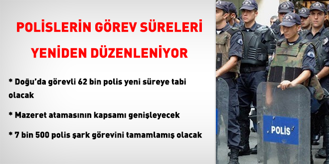 Doğu'da görev yapan 62 bin 630 polis yeni sürelere tabi olacak