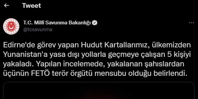 Yunanistan'a kaçmaya çalışan terör örgütü üyeleri yakalandı