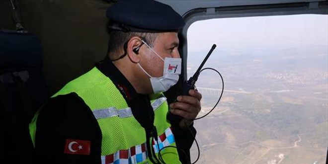 Helikopter destekli denetimde 8 araç sürücüsüne para cezası kesildi