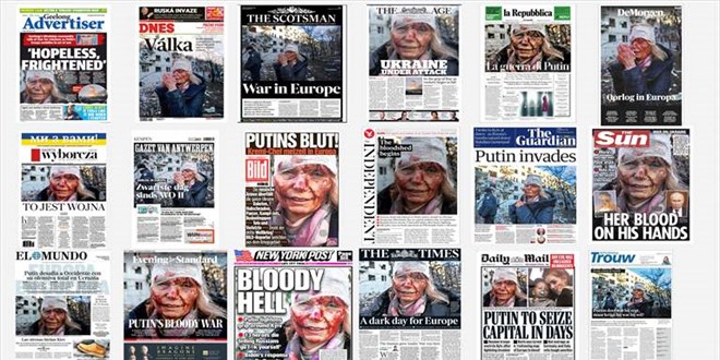 AA'nın Ukrayna'dan servis ettiği fotoğraf dünya basınında sembol oldu