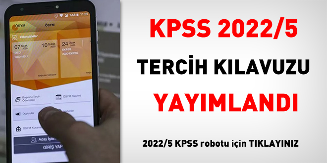 KPSS 2022/5 tercih klavuzu yaymland