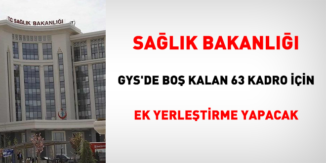 Sağlık Bakanlığı GYS'de boş kalan 63 kadro için ek yerleştirme yapacak