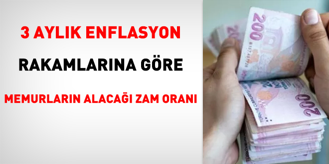 3 aylık enflasyon rakamlarına göre memurların alacağı zam oranı