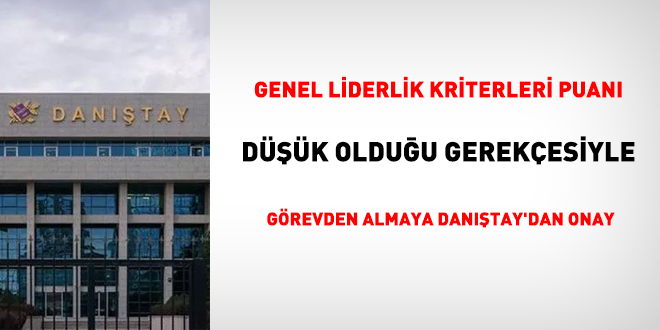 Genel liderlik kriterleri puanı düşük gerekçesi ile görevden almaya Danıştay'dan onay