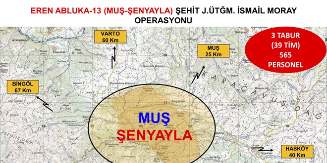 Muş'ta Eren Abluka-13 Şehit Jandarma Üsteğmen İsmail Moray Operasyonu başlatıldı