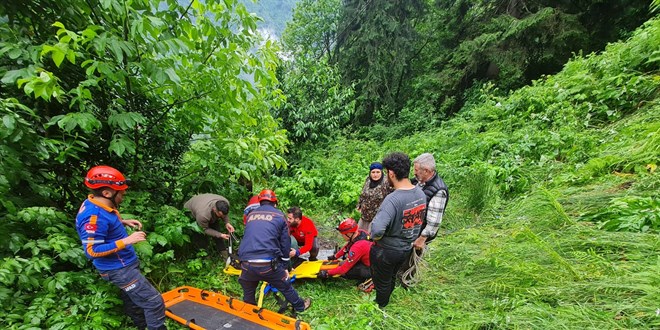 Rize'de yük taşımada kullanılan teleferikten düşen iki kişi yaralandı