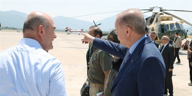 Erdoan, Soylu ve Kirici'den Marmaris'teki orman yangnna ilikin bilgi ald