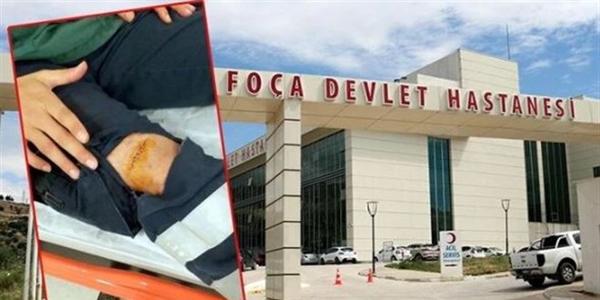 Sağlık çalışanının dizine makas sapladı