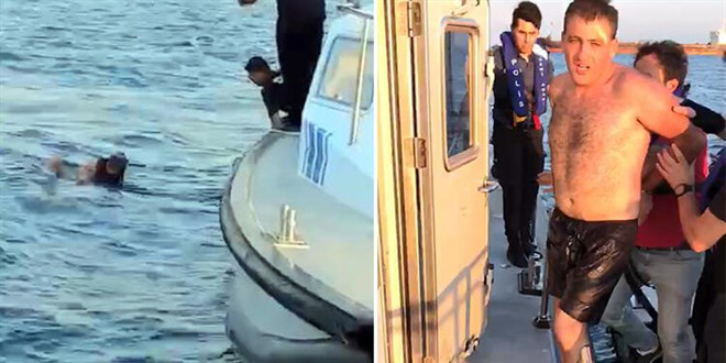 Polisten kaçmak için denize atlayıp 2 kilometre yüzdü