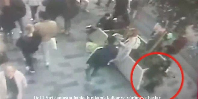 Beyoğlu'ndaki bombalı saldırıyı yapan teröristin olay yerine geliş görüntülerine ulaşıldı