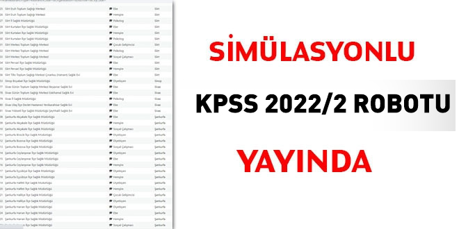 Simlasyonlu KPSS 2022/2 robotu yaynda