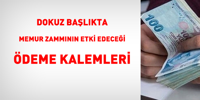 9 başlıkta memur zammının etki edeceği ödeme kalemleri