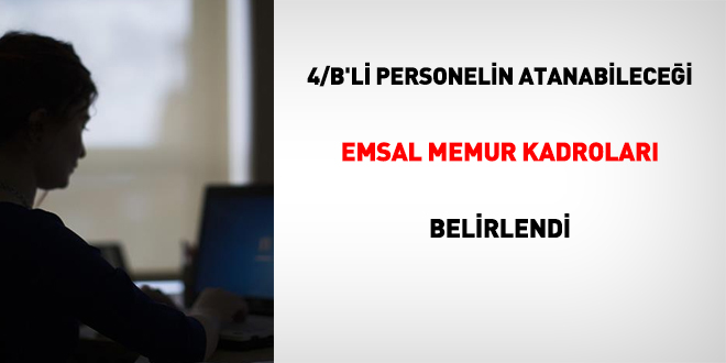 4/B'li personelin atanabileceği emsal memur kadroları belirlendi
