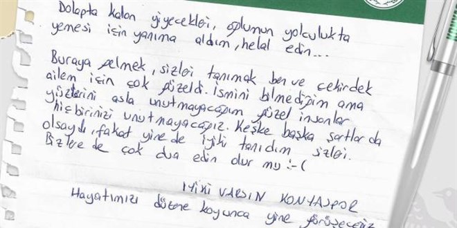 Depremzede aileden duygulandıran not