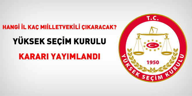 Hangi il kaç milletvekili çıkaracak? YSK Kararı yayımlandı