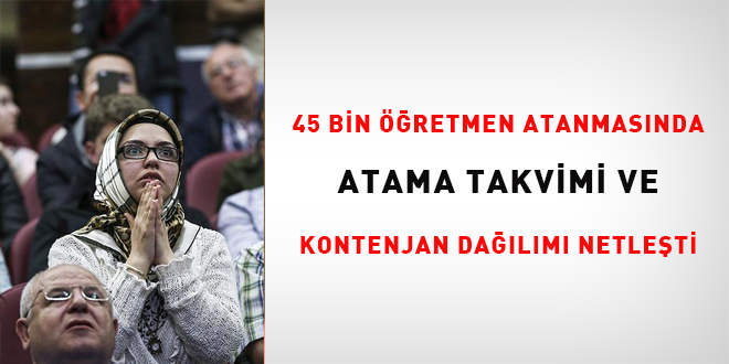 45 bin retmen atamasnda atama takvimi ve kontenjan dalm netleti