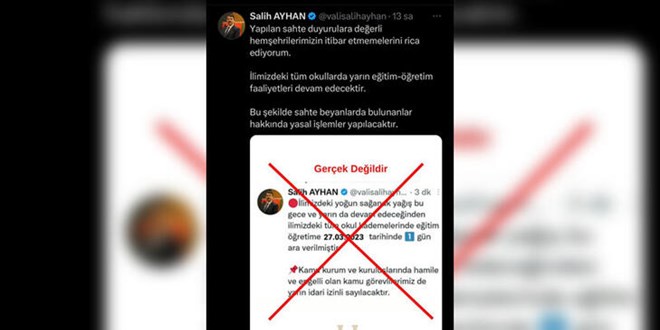 Sahte vali hesabı açıp, 'Şanlıurfa'da okullar tatil' paylaşımı yaptılar