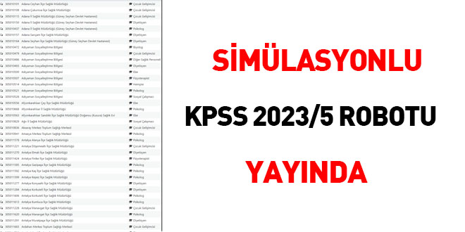 Simlasyonlu KPSS 2023/5 robotu yaynda