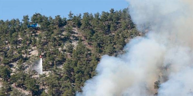 Marmaris'te çıkan orman yangını havadan ve karadan müdahaleyle söndürüldü