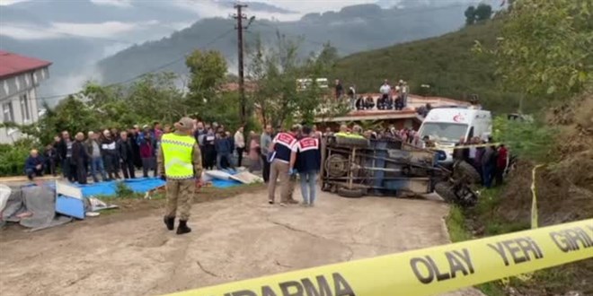 Ordu'da tarım aracının devrilmesi sonucu bir kadın hayatını kaybetti