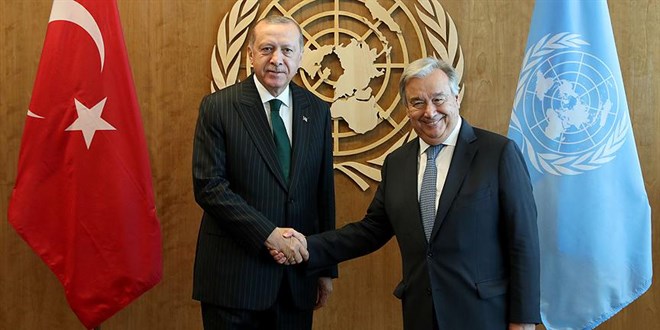 Erdoan,  BM Genel Sekreteri Guterres ile grt