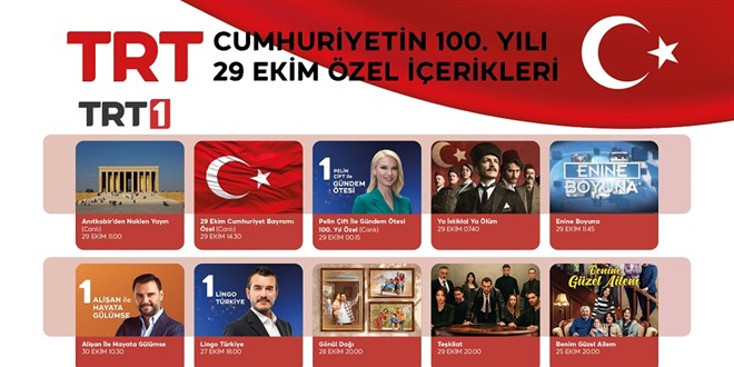 TRT'den Cumhuriyet'in 100. Yılına Özel İçerikler