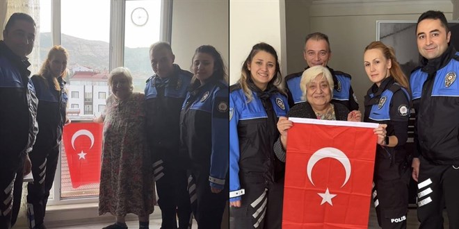 112 Acil'den bayrak isteyen yaşlı kadına polisten sürpriz