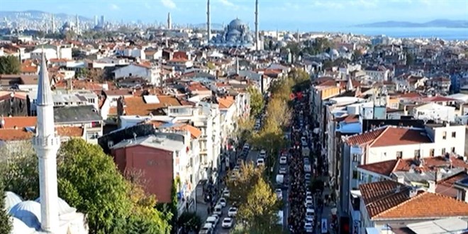 Edirnekapı'dan Beyazıt'a Filistin'e destek yürüyüşü