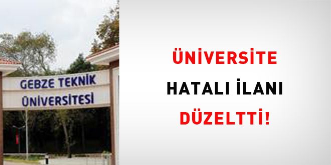 Üniversite hatalı ilanını düzeltti!