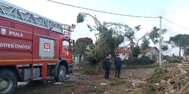 Edirne'de hortum çatıları uçurdu, ağaç ve direkleri devirdi