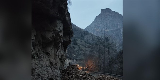 Artvin-Ardanuç kara yolunda heyelan