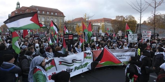 Berlin'de, Filistin'e destek gsterisi dzenlendi
