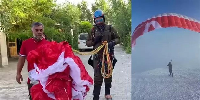 Ağrı Dağı'nın zirvesinden yamaç paraşütüyle rekor atlayış