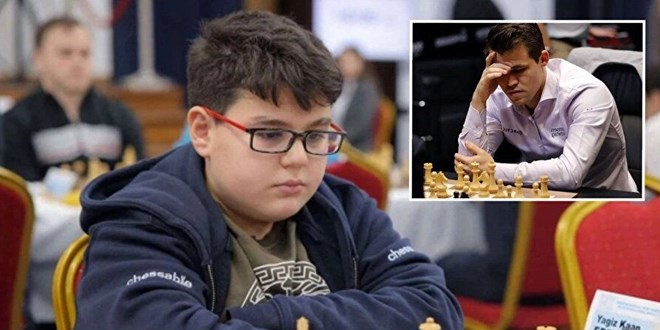 13 yaşındaki Yağız, Magnus Carlsen'i 41.2 saniyede mat etti