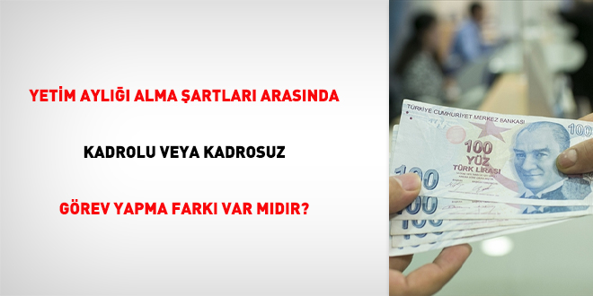 Yetim aylığı alma şartları arasında kadrolu veya kadrosuz görev yapma farkı var mıdır?