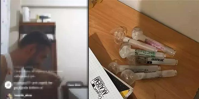 Canlı yayında uyuşturucu kullanan şüpheliye gözaltı
