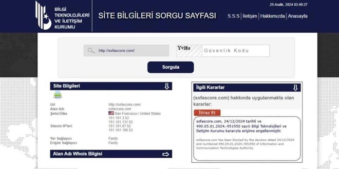 Sofascore'a erişim engeli