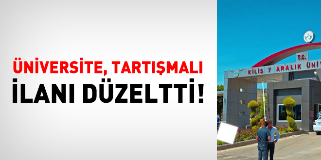 Üniversite, tartışmalı ilanı düzeltti!