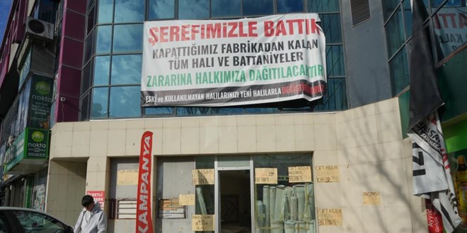 Şerefle batan fabrikanın malları