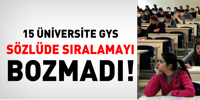 15 Üniversite GYS sözlüde sıralamayı bozmadı!