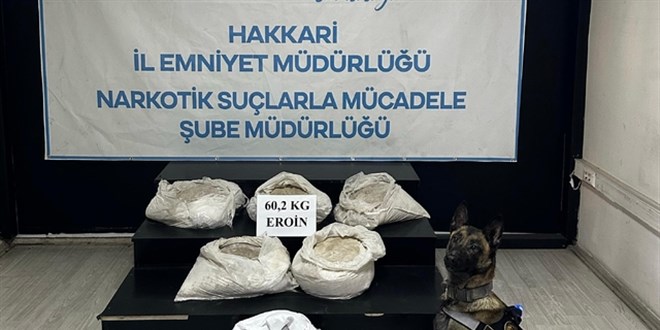 Nişasta çuvallarına gizlenmiş 60 kilo 200 gram eroin ele geçirildi