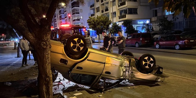 Takla atan otomobilin sürücüsü yaralandı
