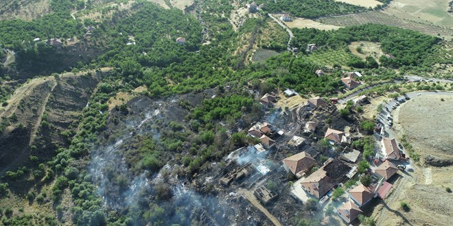 Malatya'da otluk alanda çıkan yangın evlere sıçradı