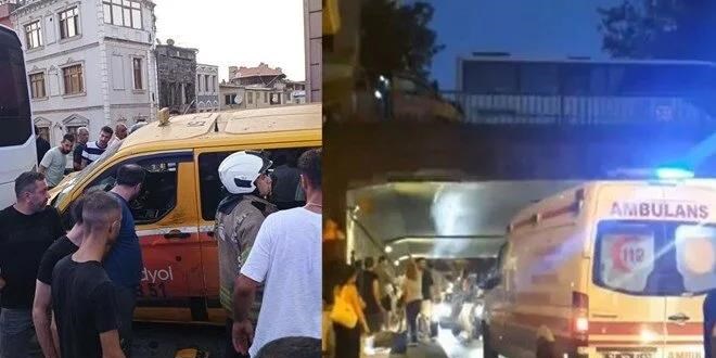 Beyoğlu'nda kaza: Dolmuş köprüden düşürdü!