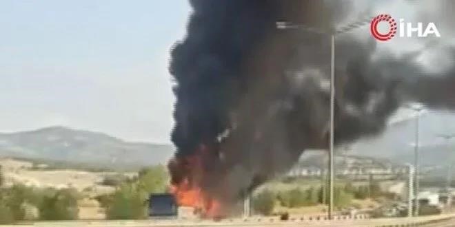 Ankara'da yolcu otobüsü alev alev yandı!